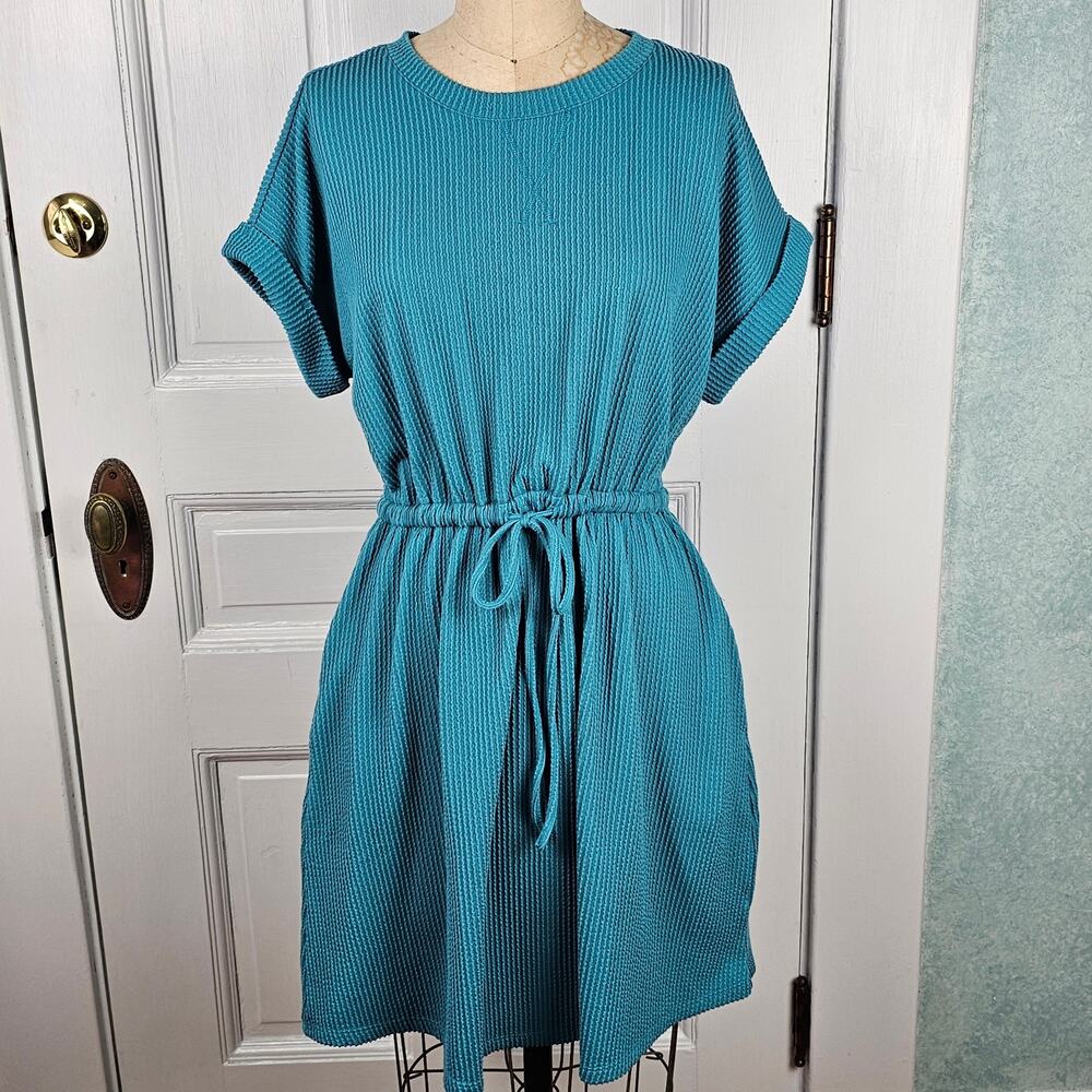 Dress 24/7 seafoam knit short sleeves oversized casual travel beach summer M